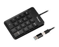 AKP13GL - Teclado Numerico Targus Con Cable USB Diseno Ergonomico Inclinado Plug&Play Sistemas Windows Y Compatible con Mac. Negro(AKP13GL)