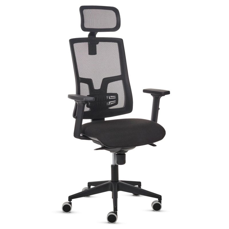 100146199 - SILLA FELLOWES ERGON�MICA ELEGANZA. Respaldo reclinable PLUS. Respaldo con soporte lumbar ajustable. Reposacabezas integrado. Reposabrazos acolchados en 2D. Negro (100146199)