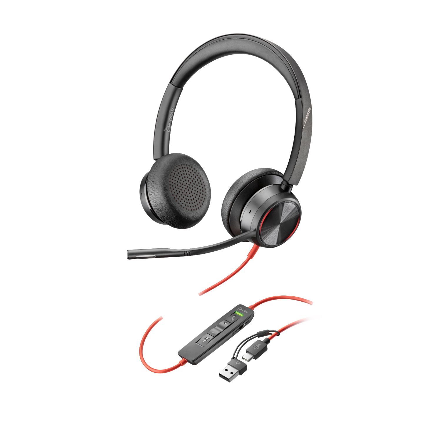 8X223AA - Auriculares+Micr�fono POLY Blackwire Supraurales Binaurales USB-C + Adaptador USB-C/A Negros (8X223AA)