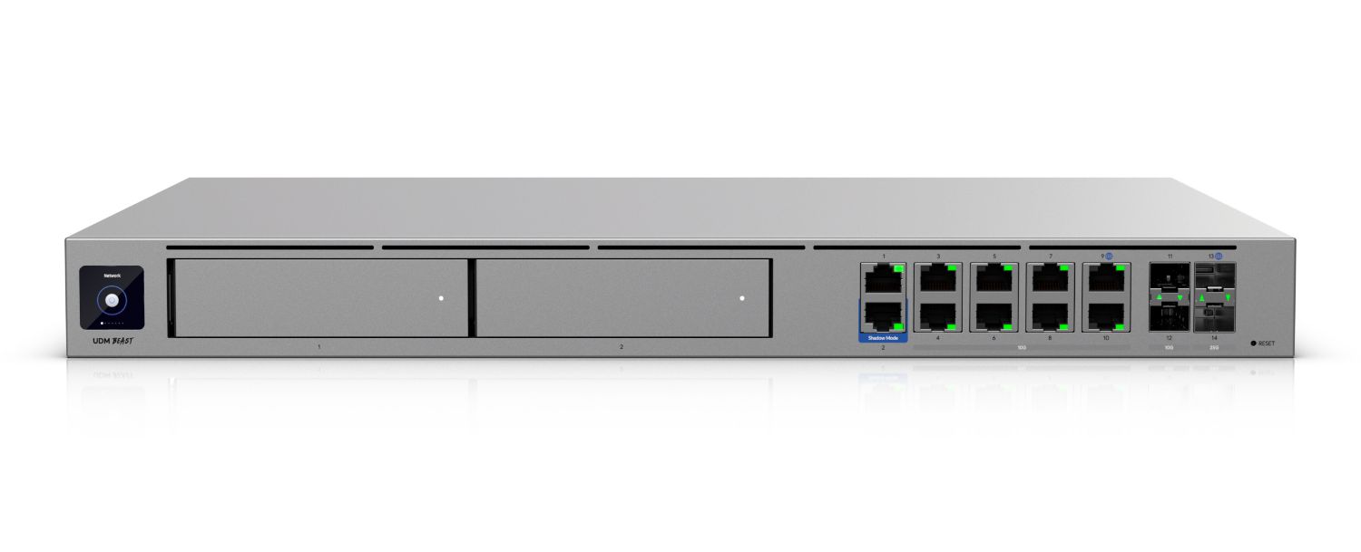 UDM-BEAST - Router Ubiquiti Cloud Gateway a hiperescala que ofrece IPS/IDS de 25Gbps, capacidad para m�s de 7500 clientes y toda la plataforma de UniFi Applications en un solo sistema. 2xGbE RJ45, 8x 10GbE RJ45, 2x10G SFP+, 2x25G SFP28. (UDM-BEAST)
