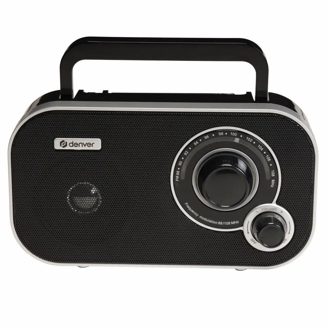 TR-51B BLACK - Denver TR-51B. Radio FM port�til con sintonizaci�n anal�gica y dise�o cl�sico. Funciona con corriente o pilas. Tama�o compacto.Corriente de 230 V~50 Hz. Negro