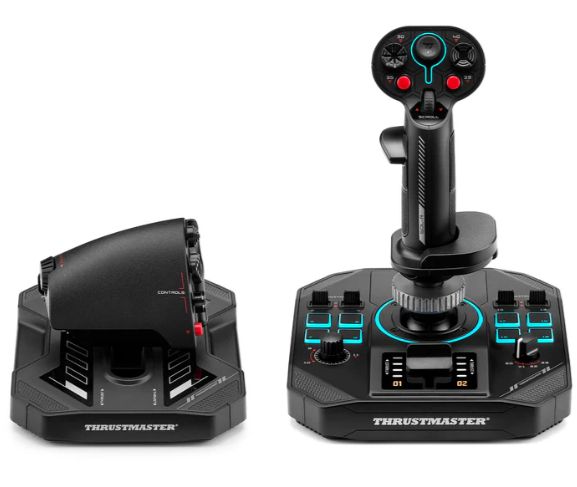 2960945 - Joystick y acelerador Thrustmaster Sol-R 4 HOTAS para PC. 21 botones en el joystick, dos gatillos y mini-stick. Acelerador ajustable de 80 mm, resistencia personalizable. (2960945)