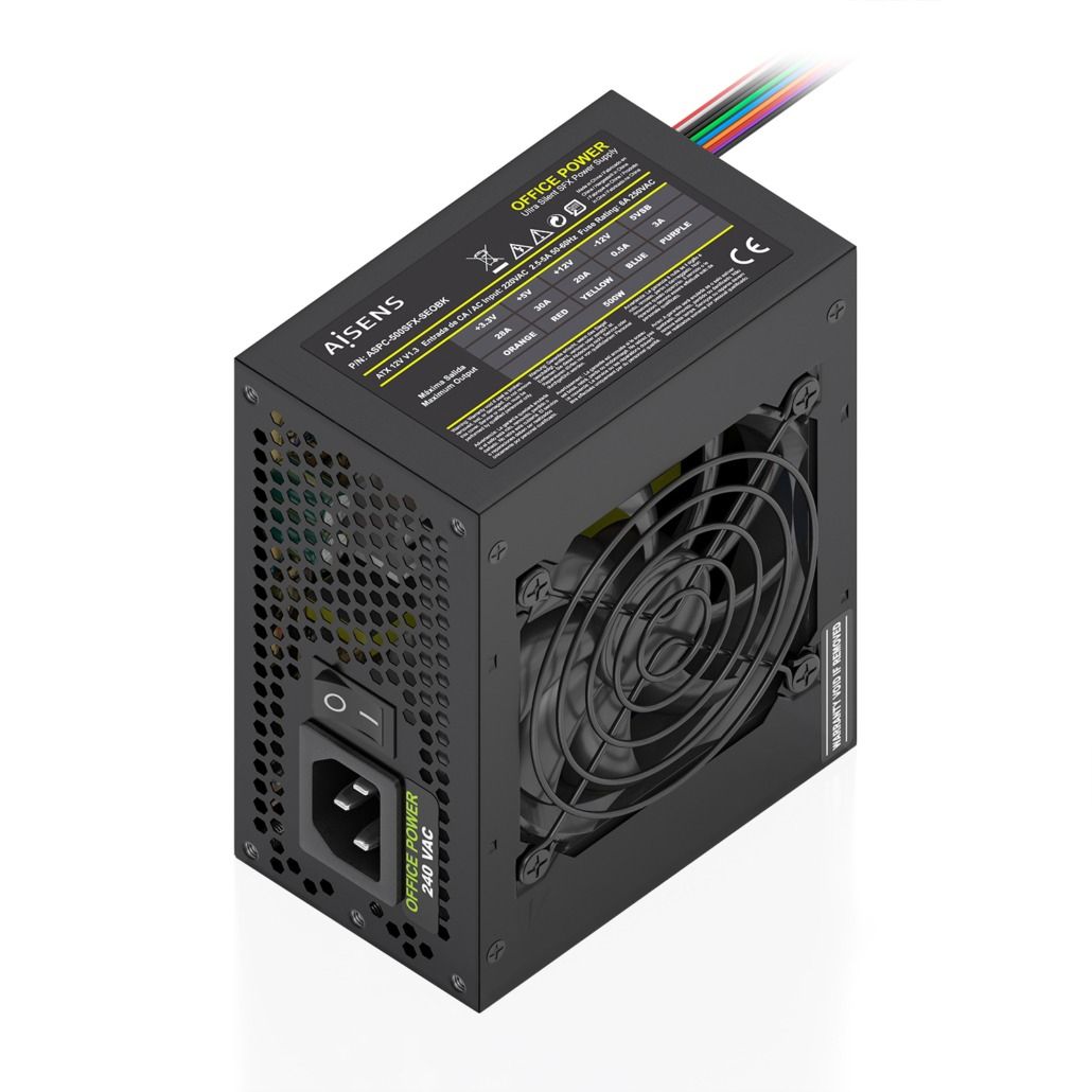 ASPC-500SFX-SEOBK - Fuente AISENS SFX 500W 8cm 20+4 pin ATX Negra (ASPC-500SFX-SEOBK)