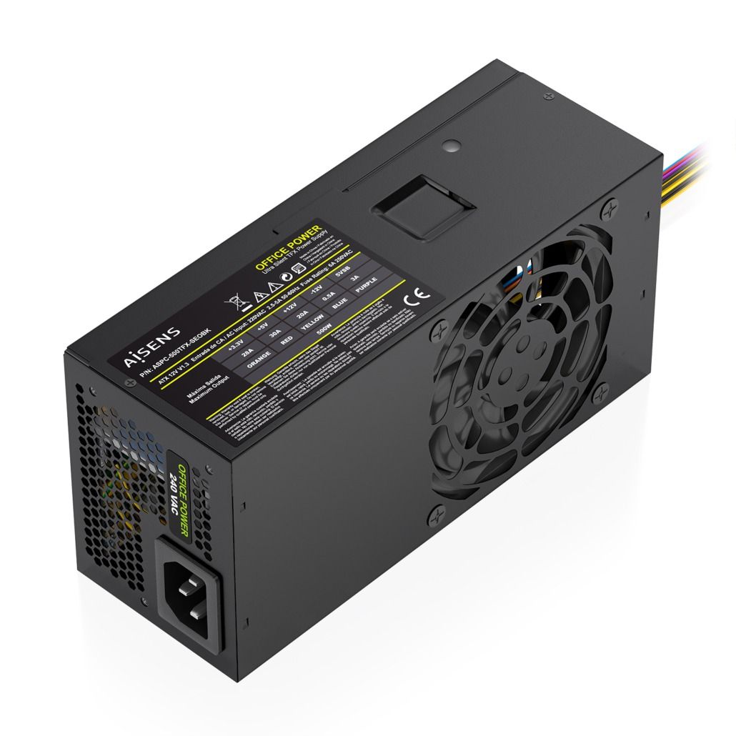 ASPC-500TFX-SEOBK - Fuente AISENS TFX 500W 8cm 20+4 pin ATX Negra (ASPC-500TFX-SEOBK)