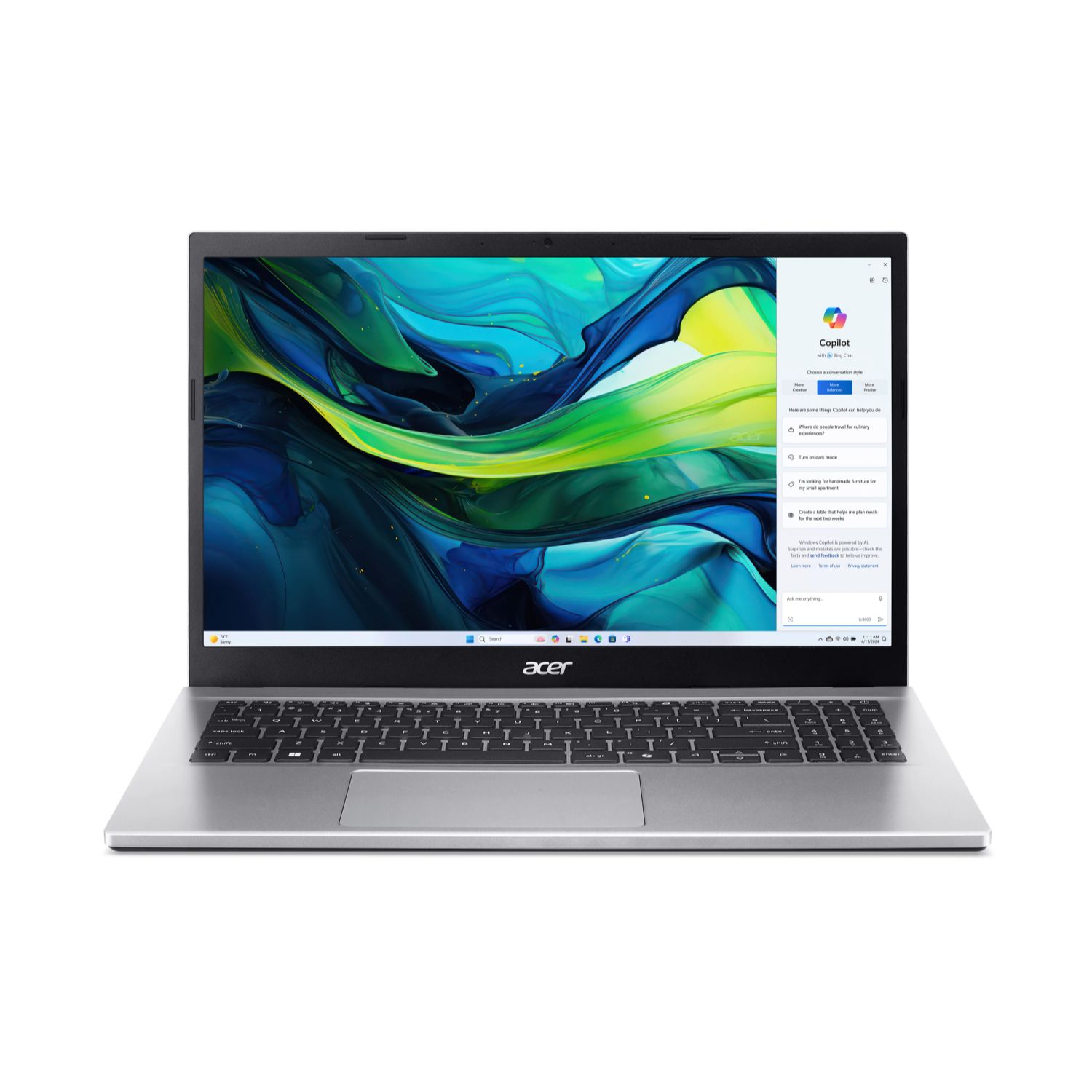 NX.J7WEB.05B - Port�til Acer Aspire Go 15 AG15-42P-R4KN AMD Ryzen 5-7430U 8Gb 512b SSD C�mara Frontal 3xUSB-A 3.0 1xUSB-C 3.1 1xHDMI 2.1 1xRJ45 WiFi 6 Bluetooth 5.1 Ethernet LAN GbE 15.6? TN FHD Copilot+ PC W11H Plata Pura (NX.J7WEB.05B)