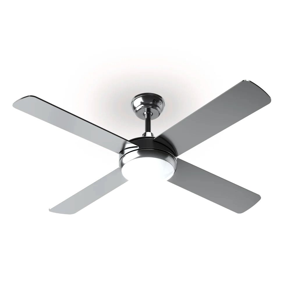 V0158 - Ventilador de Techo EVVO V516 Steel 65W Luz LED 18W 4 Aspas Reversibles 3 Velocidades Acero (V0158)