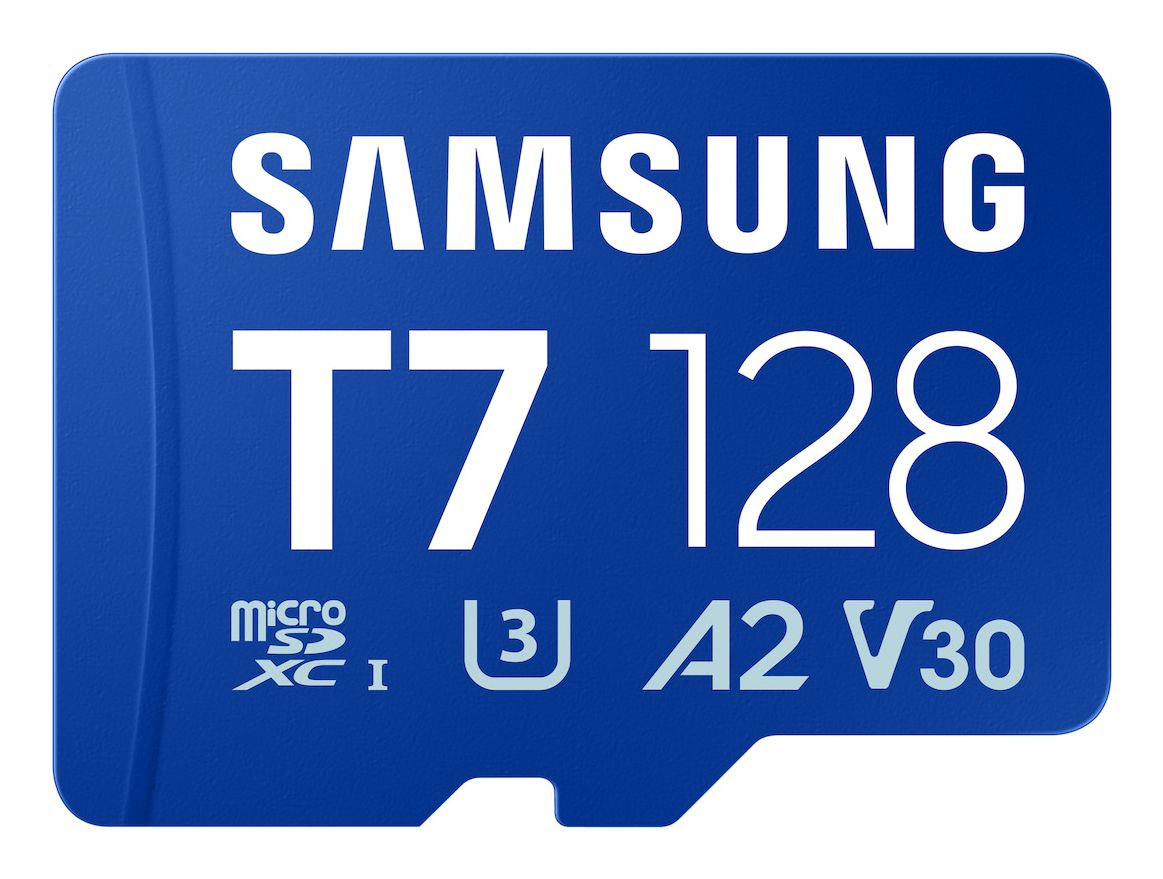 MB-MB128T/WW - Tarjeta Memoria Samsung Micro SDXC T7 128Gb UHS-I Class 3 (U3) V30 Lectura 170 Mb/s Azul (MB-MB128T/WW)
