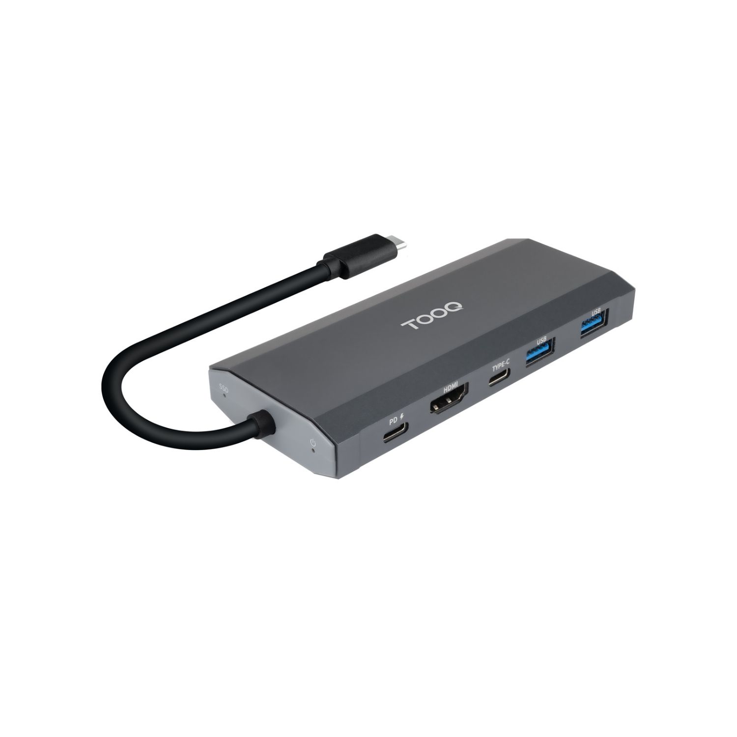 TQE-2241G - Docking Station TooQ SSD M.2 NVMe SATA PCIe 2xUSB-A 3.0 1xUSB-C 1xHDMI 2.0 4K/60Hz 1xUSB-C PD 100W Gris (TQE-2241G)