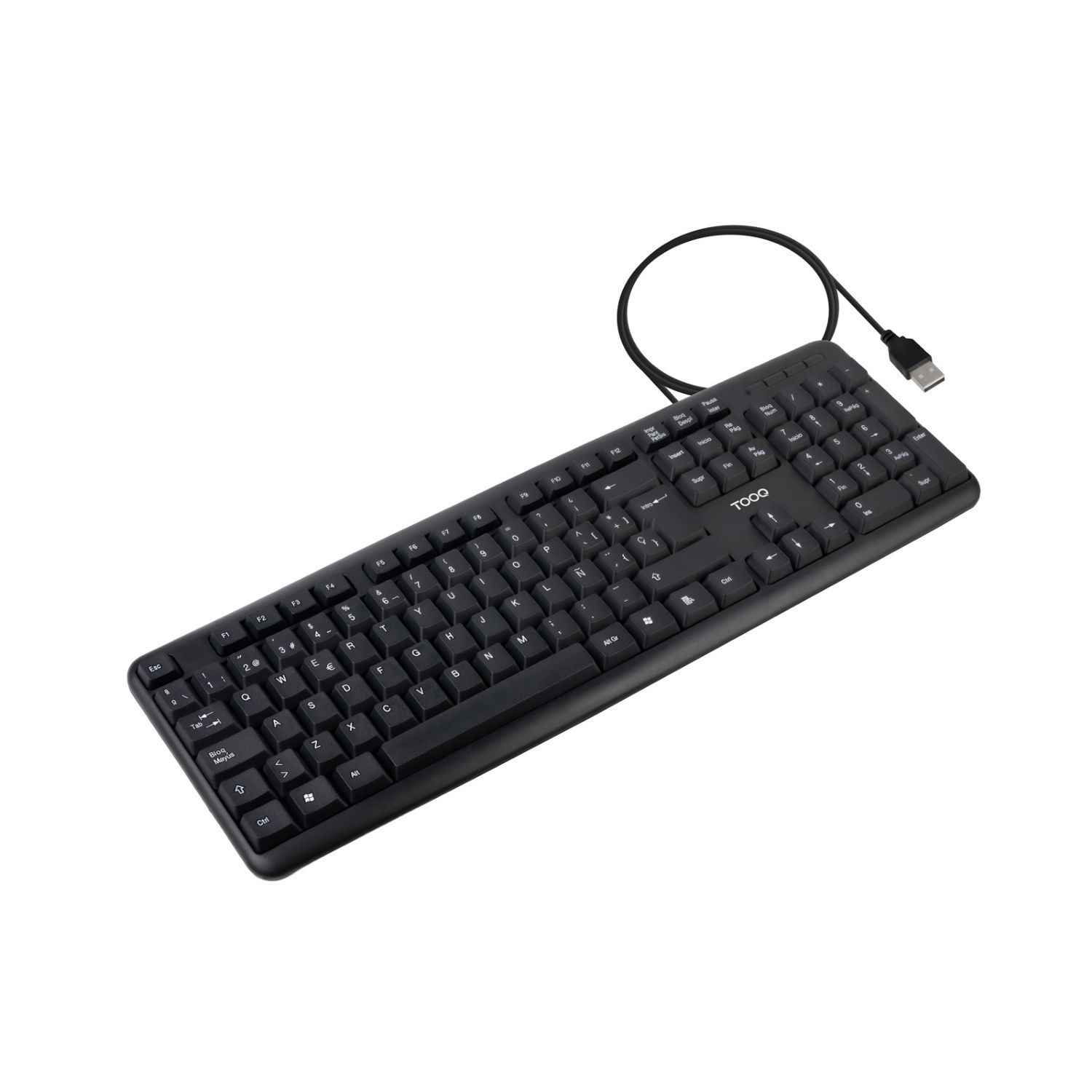 TQK-2002-B - Teclado TooQ 104 Teclas USB Cable 1.35m Negro (TQK-2002-B)