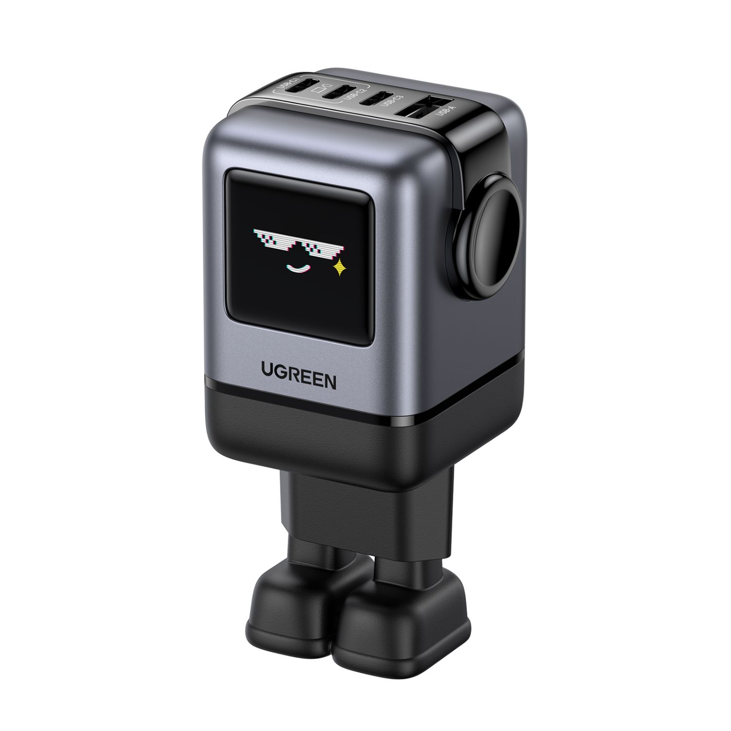 45515B - Cargador Ugreen GaN PD 100W 4 Dispositivos Robot Gris (45515B)