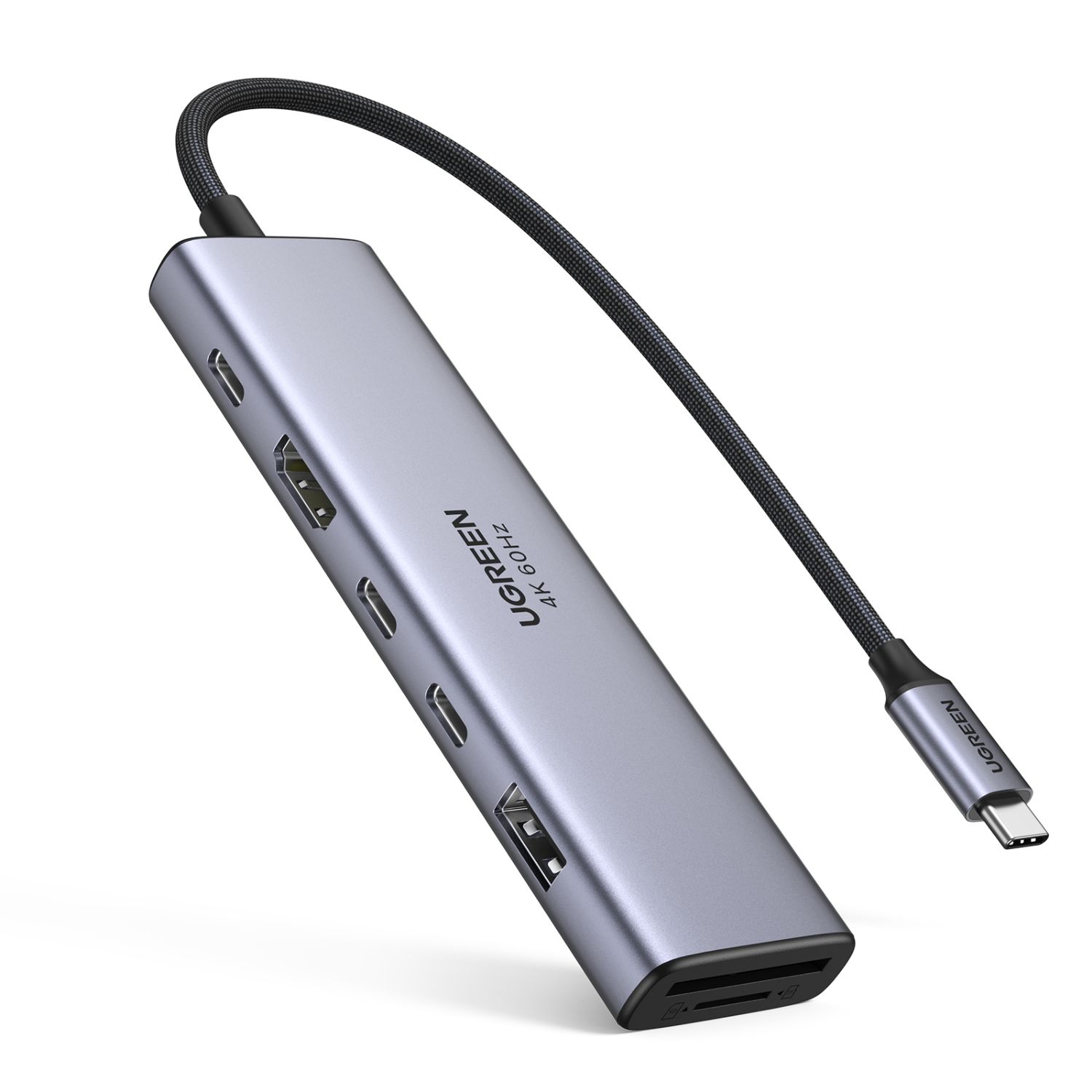 45521 - Hub Ugreen Revodok USB-C a 1xUSB-A 3.0/2xUSB-C 3.0/1xUSB-C 100W/1xHDMI 4K 60Hz/SD Gris (45521)