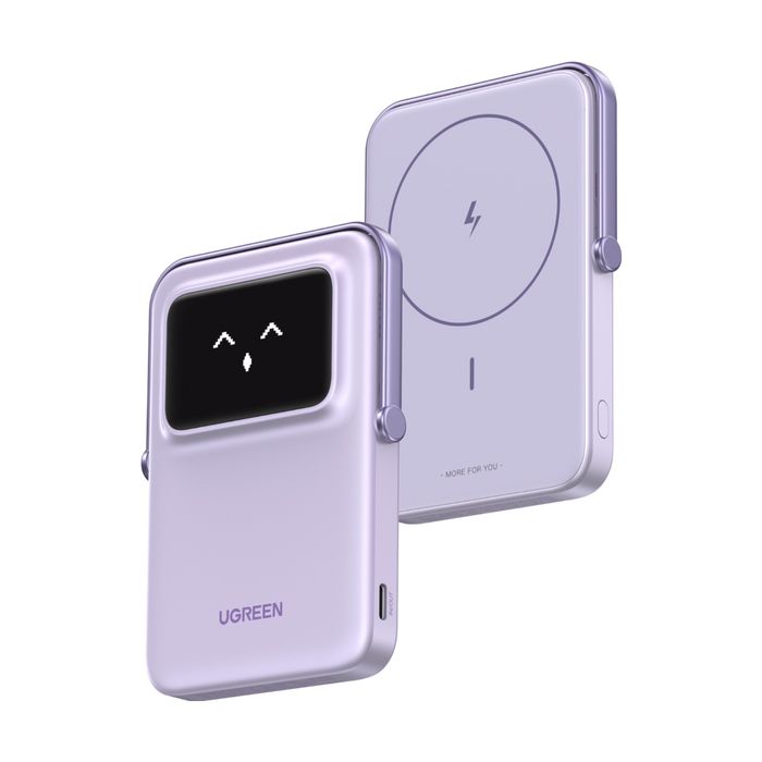 35606 - PowerBank Ugreen 5000mAh 20W Pantalla TFT Inal�mbrico USB-C P�rpura (35606)