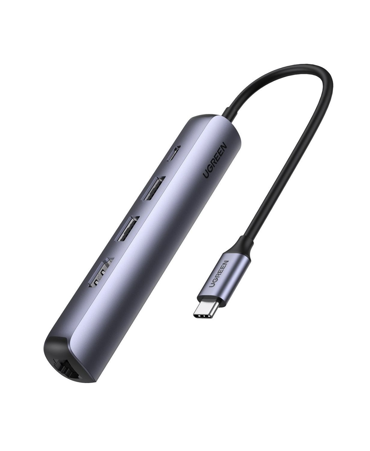 UG10919 - Replicador de Puertos Ugreen USB-C a 2xUSB-A 3.0/1xUSB-C PD 100W/1xHDMi/1xRJ45 Ethernet GbE Gris (UG10919)