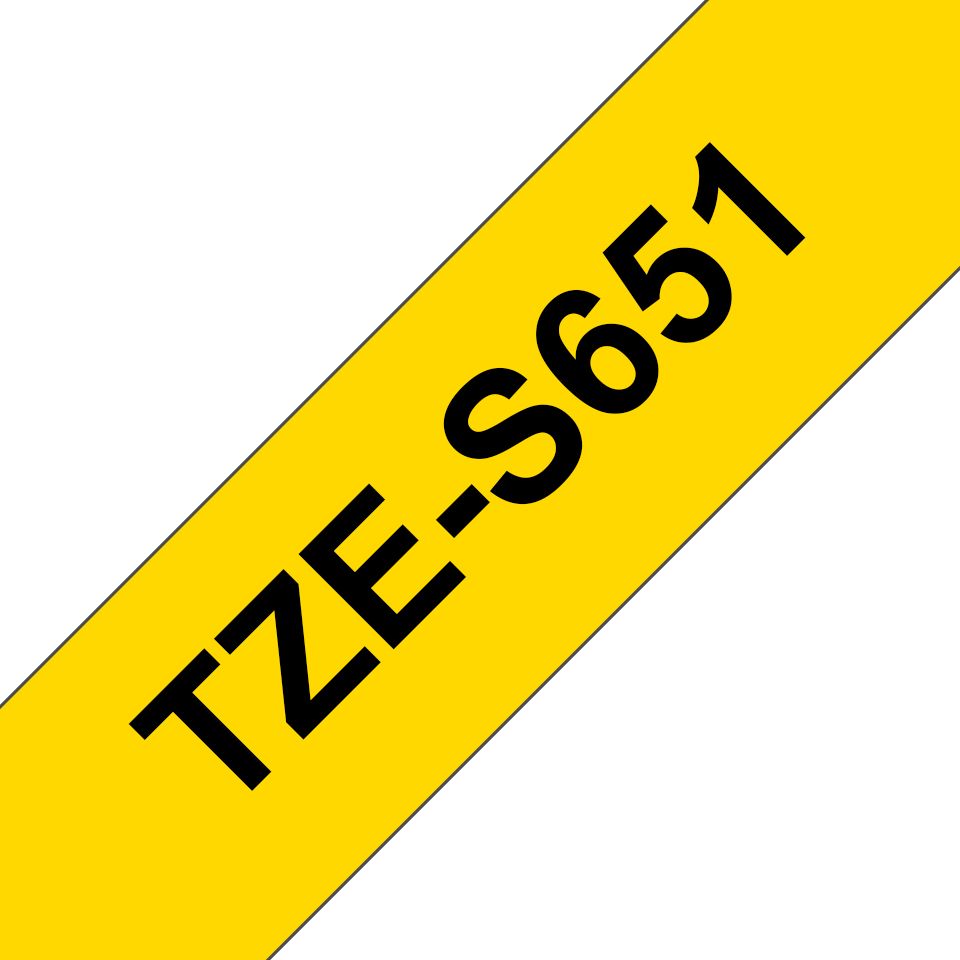 TZe-S651 - Cinta Laminada Brother 24mm 8m Negro sobre Amarillo (TZe-S651)