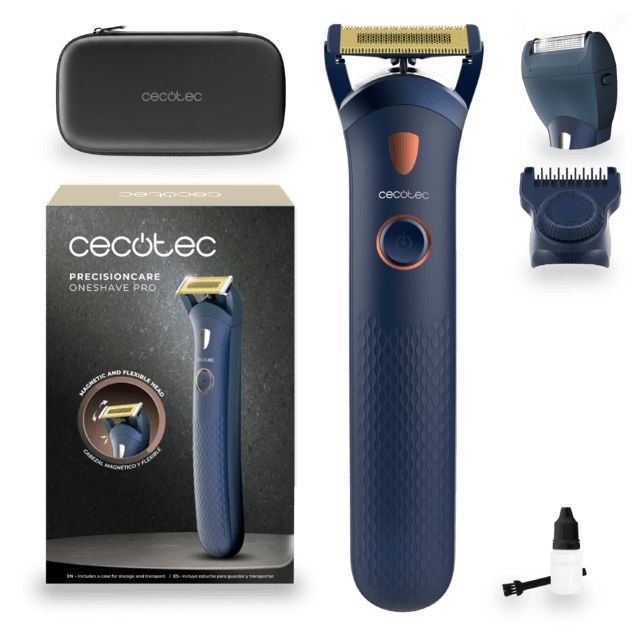 A01_EU01_122815 - Afeitadora CECOTEC PrecisionCare OneShave Pro Cabezal Magn�tico Flexible Luz LED 1 Peine Ajustable 1 Cabezal Laminar Luz LED Estuche (A01_EU01_122815)