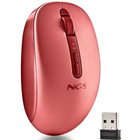 FOGDUALRED - Rat�n NGS Ergon�mico Fog Dual Ambidextro RF Wireless Bluetooth 5.2 1600dpi 5 Botones Rojo (FOGDUALRED)