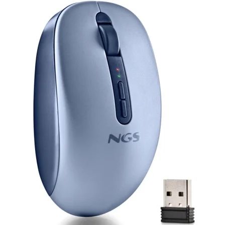 FOGDUALBLUE - Rat�n NGS Ergon�mico Fog Dual Ambidextro RF Wireless Bluetooth 5.2 1600dpi 5 Botones Azul (FOGDUALBLUE)