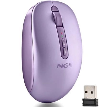 FOGDUALPURPLE - Rat�n NGS Ergon�mico Fog Dual Ambidextro RF Wireless Bluetooth 5.2 1600dpi 5 Botones P�rpura (FOGDUALPURPLE)