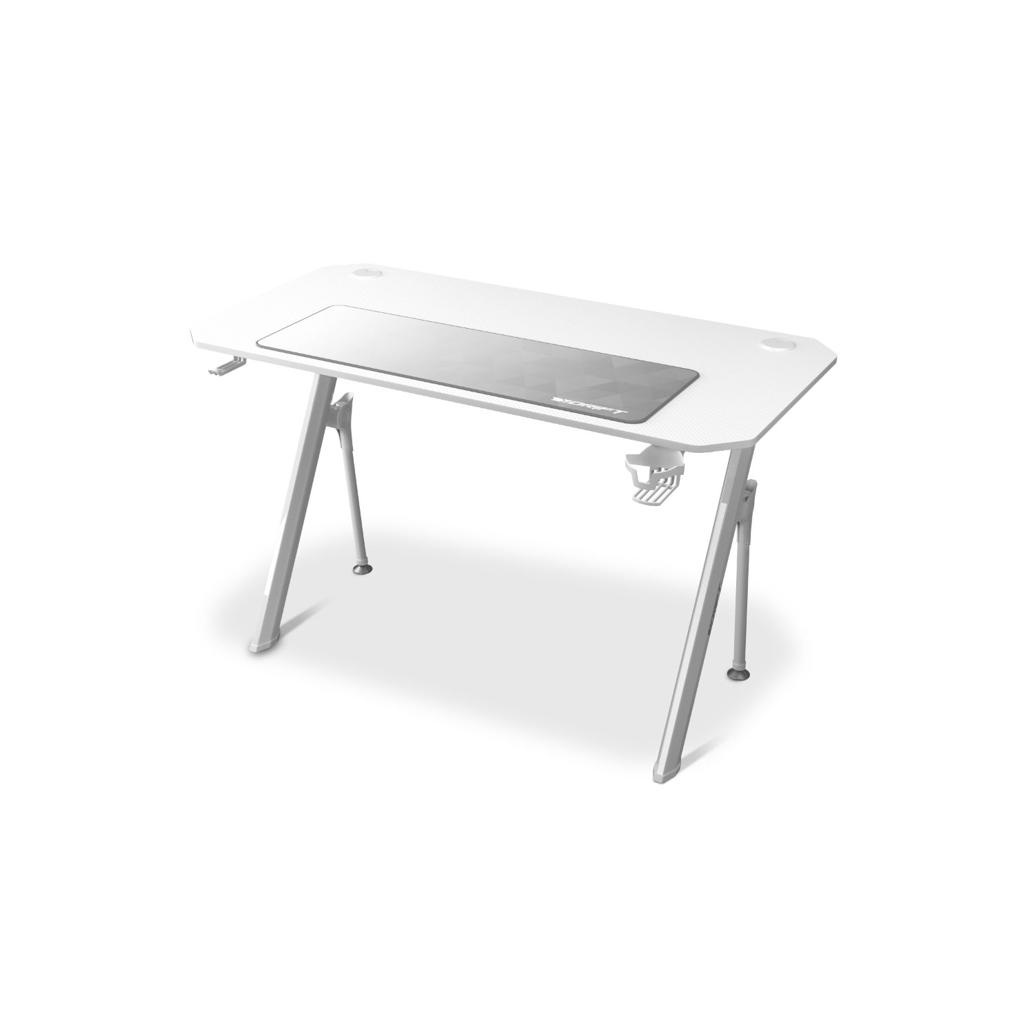DRDZ175WH - Mesa Gaming Drift 120x75x60cm Alfombrilla XXl Soporte para Auriculares/Bebidas Blanca (DRDZ175WH)