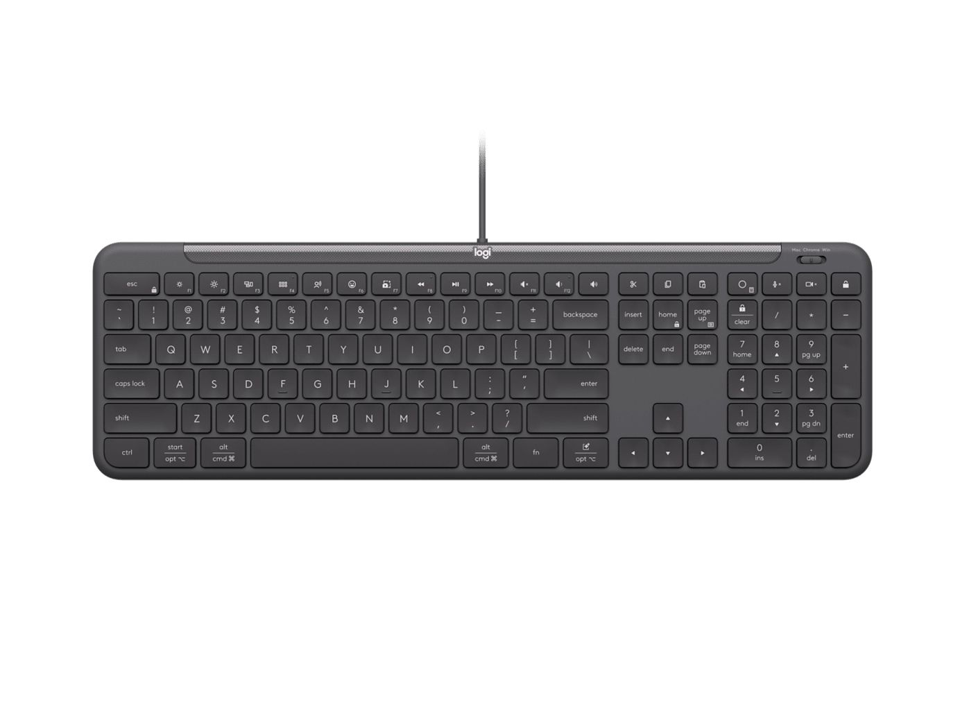 920-013329 - Teclado Logitech Signature Slim Wired K620 QWERTY 108 Teclas USB-C Cable 1.8m Grafito (920-013329)