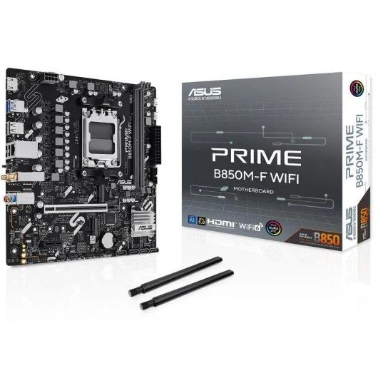 90MB1N80-M0EAY0 - Placa base ASUS PRIME B850M-F WIFI: (AM5) 2DDR5 M.2 SATA3 PCIe USB HDMI RJ45 mATX 7.1 WiFi 6 Bluetooth 5.3 Ethernet GbE (90MB1N80-M0EAY0)
