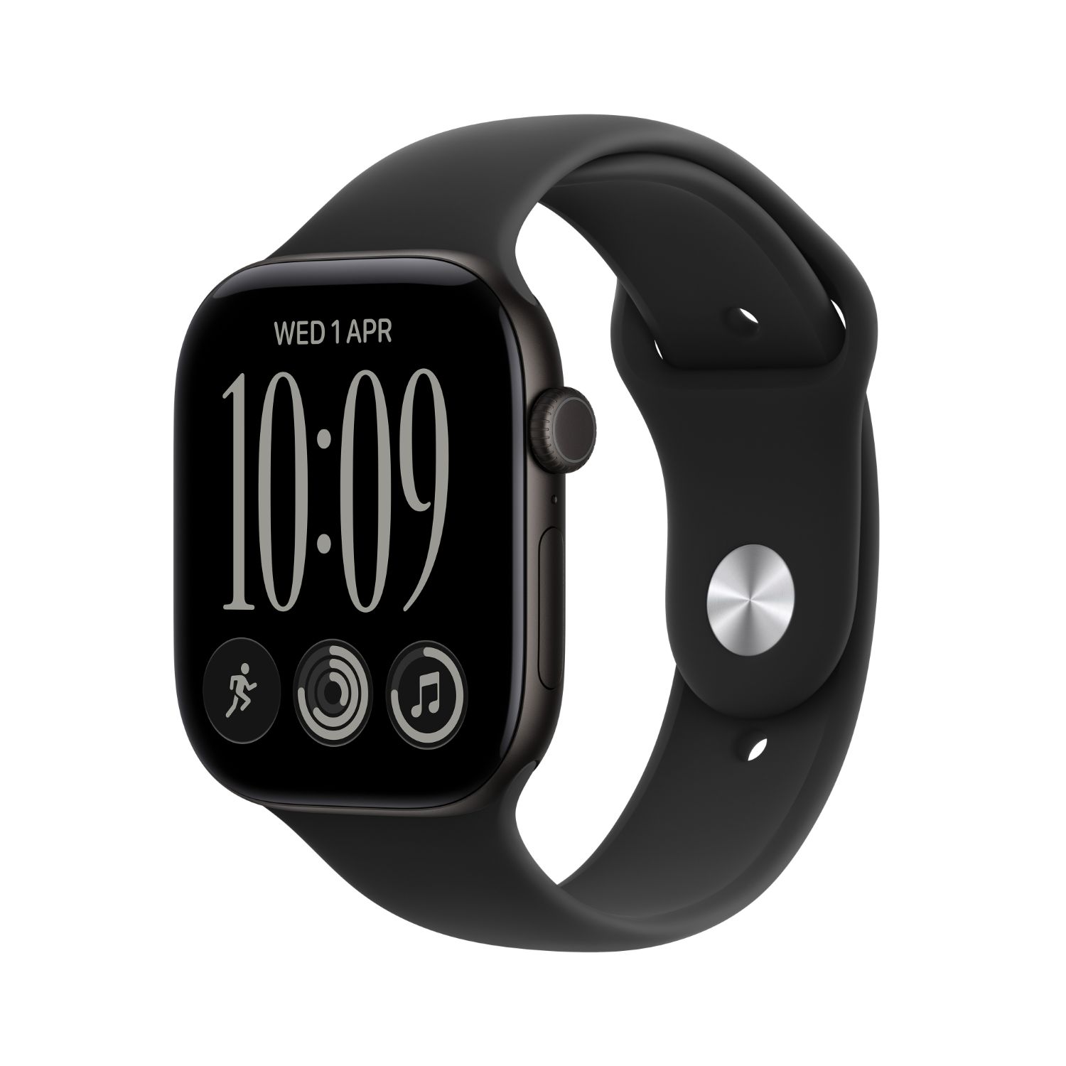 MJEK4QL/A - Smartwatch Apple Watch Serie 12 OLED Digital T�ctil Color 46mm Multideporte Micr�fono/Altavoces Integrados 64Gb NFC WiFi 4 Bluetooth 5.3 GPS watchOS 27 Cuerpo Aluminio Negro Correa S/M Negra (MJEK4QL/A)