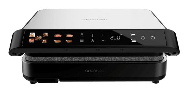 A01_EU01_112897 - Parrilla El�ctrica CECOTEC Rock'nGrill 2000 PerfectCook 2000W Temperatura Dual Regulable 80-230�C Placas Extra�bles con Revestimiento RockStone Aptas para Lavavajillas Apertura 105� Negra (A01_EU01_112897)