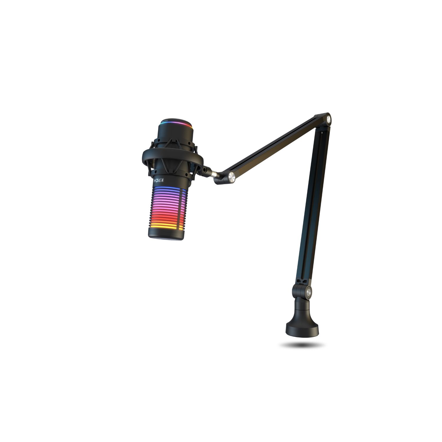 NXKROMKAZEPRO - Microfono profesional Krom Kaze Pro Kit de streaming con dos condensadores de capsula Patron cardioide u omnidireccional Incluye brazo articulado montura anti-shock filtro antipop y base de mesa Iluminacion RGB. USB y jack 3.5mm. Negro (NXKROMKAZEPRO)
