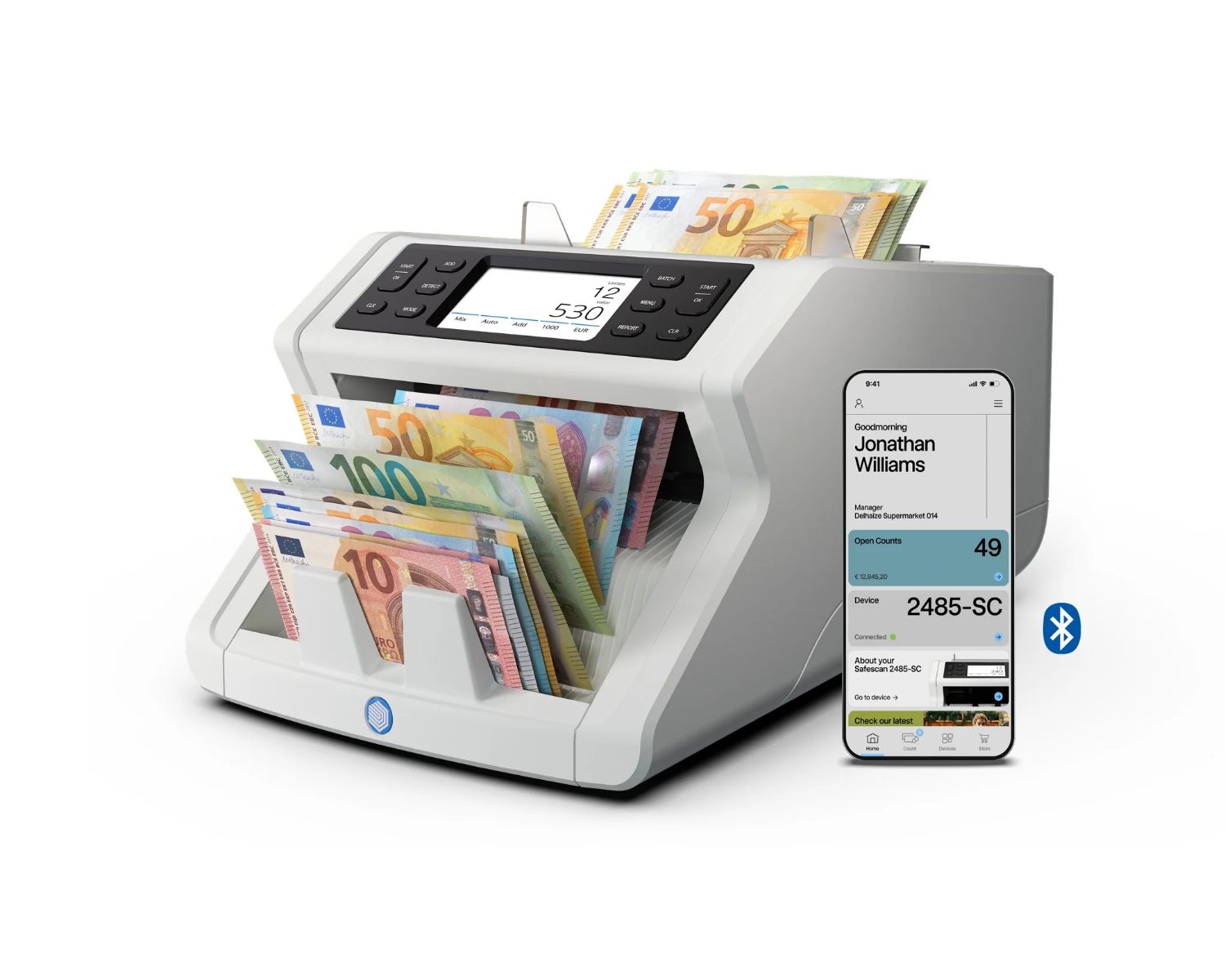 115-0752 - Contadora de billetes SAFESCAN 2485-SC, sistema de verificaci�n de 8 puntos, pantalla t�ctil a color de 3.5