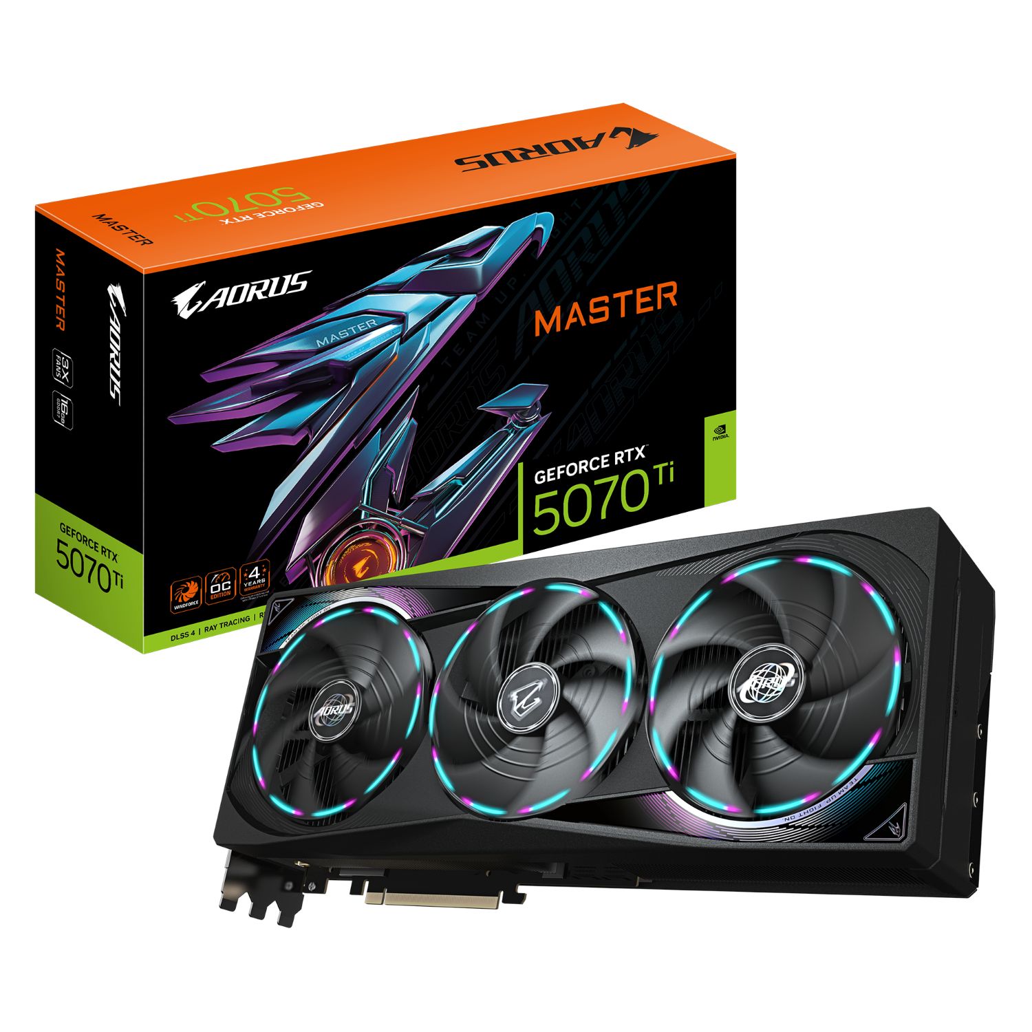 9VN507TAM-00-G10 - Tarjeta Gr�fica GIGABYTE AORUS GeForce RTX 5070Ti MASTER 16Gb GDDR7 3xDP 2.1b 1xHDMI 2.1b PCIe 5.0 OpenGL 4.6 DirectX 12 API (9VN507TAM-00-G10)