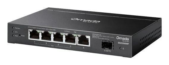 SG2206MP - Switch TP-Link Omada 5xRJ45 1xSFP Ethernet GbE PoE+ Apilable Rack Negro (SG2206MP)