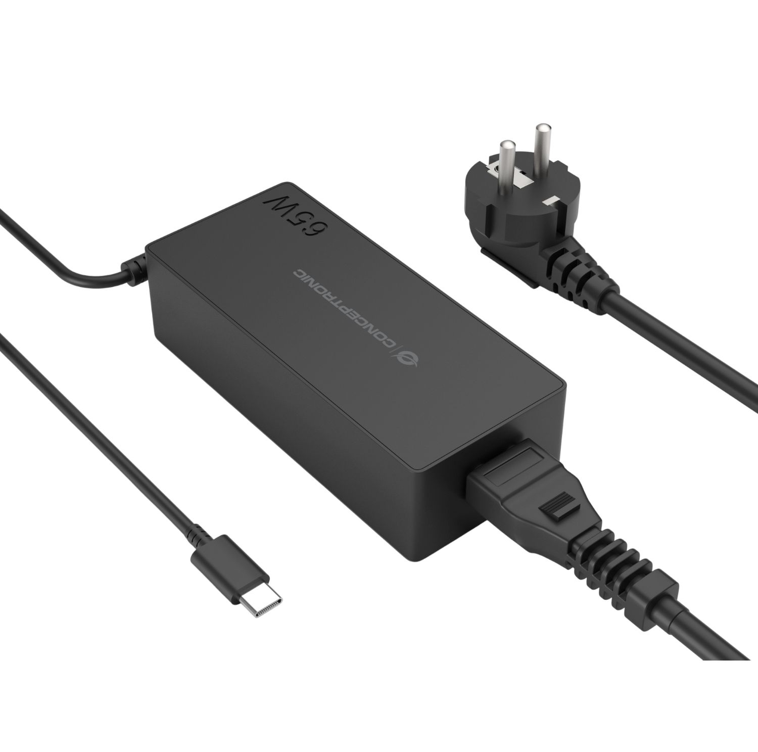 OZUL09BE - Cargador CONCEPTRONIC OZUL09BE USB-C GaN 65W PD 1.8m. Negro (OZUL09BE)