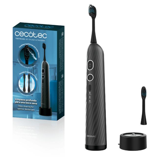 A01_EU01_116314 - Cepillo de dientes Cecotec ToothCare Jet Splash UltraSonic con irrigador, 60ml de tanque, base de carga, 2funciones, 3modos, 2cabezales, autonom�a 4 semanas. (A01_EU01_116314)