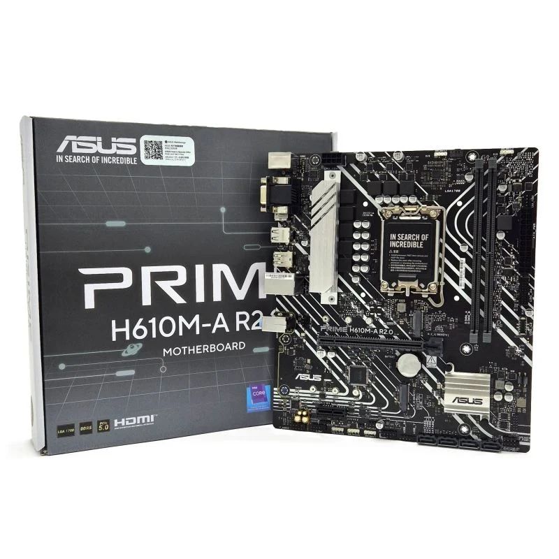 90MB1MJ0-M0EAY0 - ASUS PRIME H610M-A R2.0 Intel LGA 1700 Formato micro-ATX DDR5 PCIe 4.0 y M.2 Salidas de video DisplayPort HDMI y VGA Puerto USB 3.2 Gen 2 (90MB1MJ0-M0EAY0)