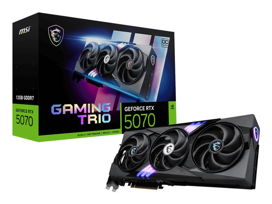 912-V532-029 - Tarjeta Grafica MSI GeForce RTX 5070 12G GAMING TRIO OC 12GB GDDR7 Triple Ventilador TRI FROZR 4 RGB Negro (912-V532-029)