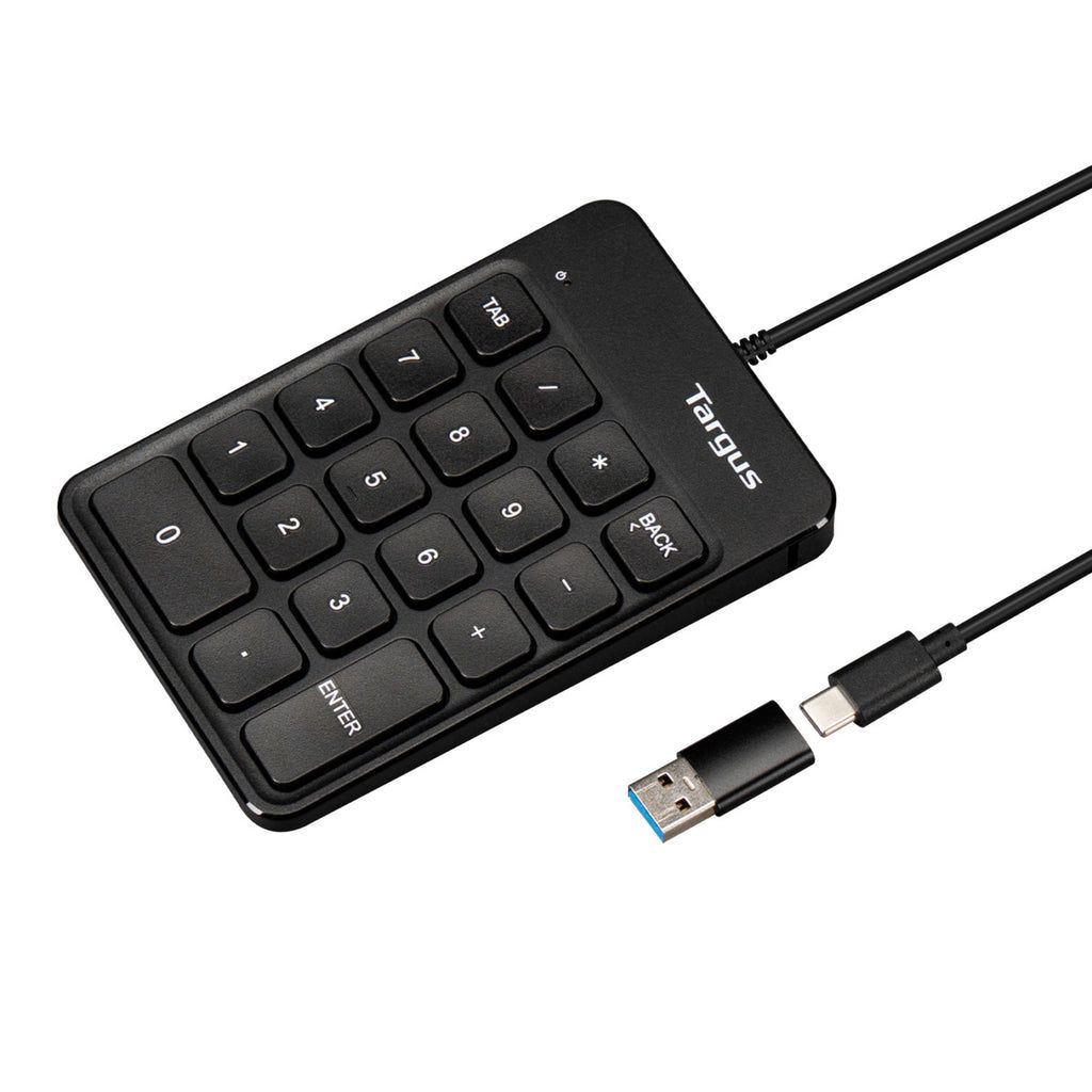 AKP13GL - Teclado Numerico Targus Con Cable USB Diseno Ergonomico Inclinado Plug&Play Sistemas Windows Y Compatible con Mac. Negro(AKP13GL)