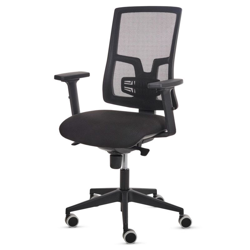 100146196 - Silla FELLOWES ERGON�MICA ELEGANZA. Respaldo reclinable. Tapizado con malla transpirable. 5 posiciones. Reposabrazos acolchados en 2D. Ajuste de altura del asiento mediante elevaci�n a gas. Negro (100146196)
