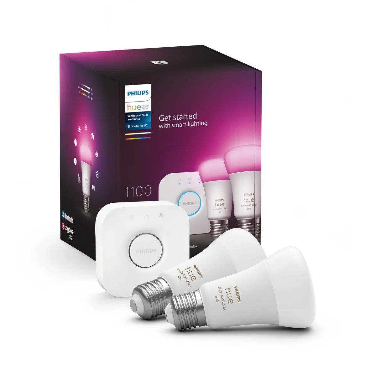 929002468810 - Philips Hue White & Color Ambiance. Bombilla LED inteligente con iluminaci�n RGB+W (blanco y colores), regulable y controlable desde la app Philips Hue.Crea ambientes personalizados, programar horarios y ajustar brillo, tono y escenas.(929002468810)