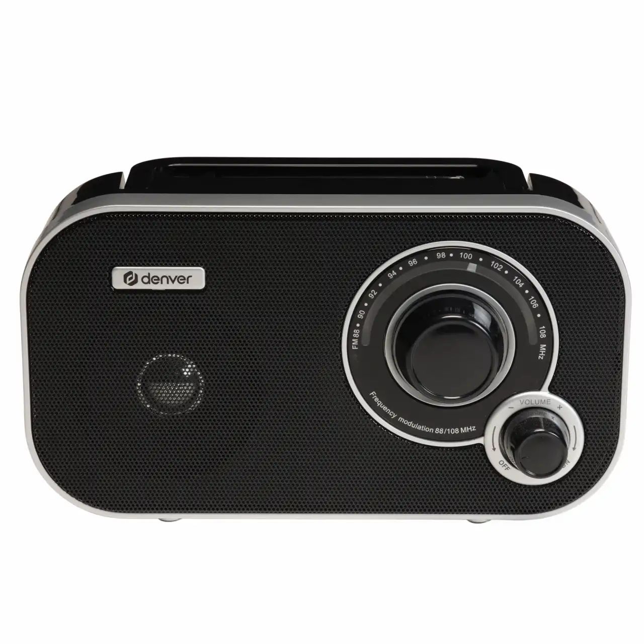 TR-51B BLACK - Denver TR-51B. Radio FM port�til con sintonizaci�n anal�gica y dise�o cl�sico. Funciona con corriente o pilas. Tama�o compacto.Corriente de 230 V~50 Hz. Negro