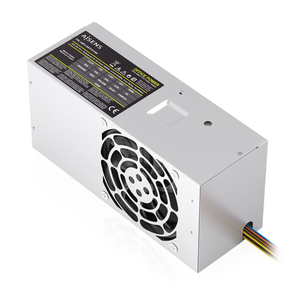 ASPC-500TFX-PSE - Fuente AISENS TFX 500W 8cm 20+4 pin ATX Cable OEM Plata (ASPC-500TFX-PSE)