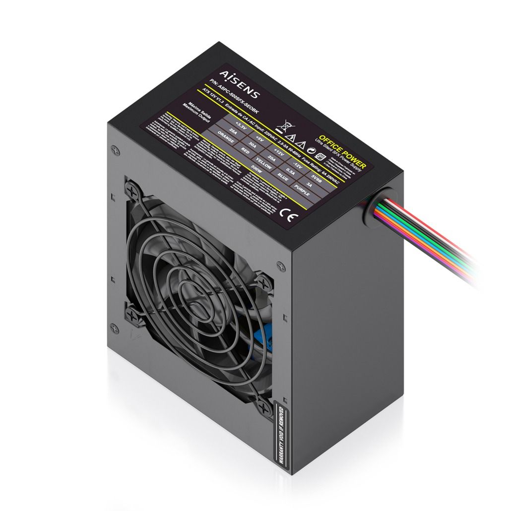 ASPC-500SFX-SEOBK - Fuente AISENS SFX 500W 8cm 20+4 pin ATX Negra (ASPC-500SFX-SEOBK)