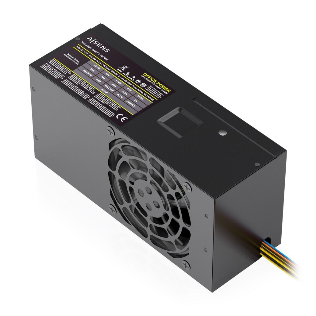 ASPC-500TFX-SEOBK - Fuente AISENS TFX 500W 8cm 20+4 pin ATX Negra (ASPC-500TFX-SEOBK)