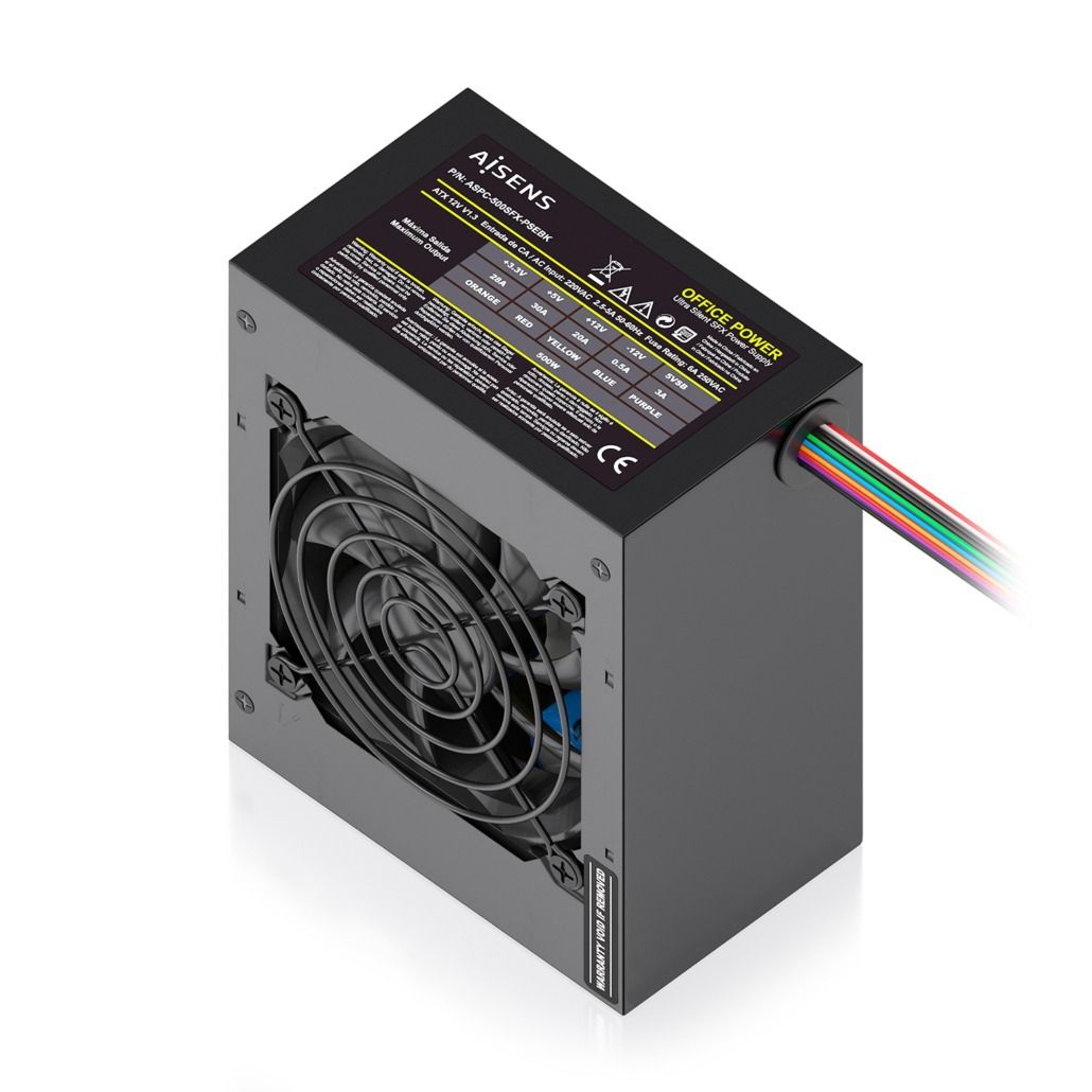 ASPC-500SFX-PSEBK - Fuente AISENS SFX 500W 8cm 20+4 pin ATX Cable OEM Negra (ASPC-500SFX-PSEBK)