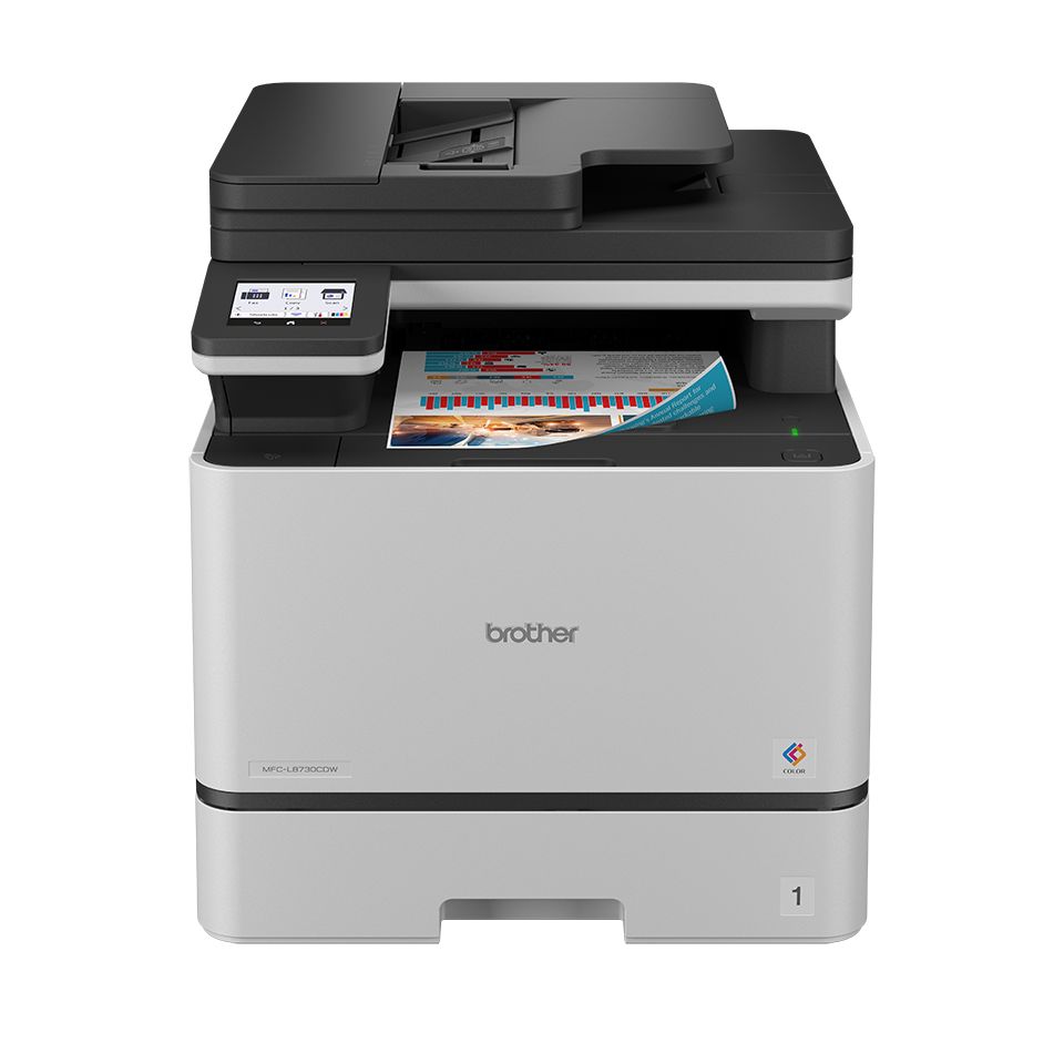 MFCL8730CDW - Impresora Multifunci�n Brother L�ser Pantalla 3.46? T�ctil Color 2400x600dpi A4 Color ADF 80 Hojas NFC USB 2.0 WiFi Ethernet GbE Fax D�plex Negra/Blanca (MFCL8730CDW)