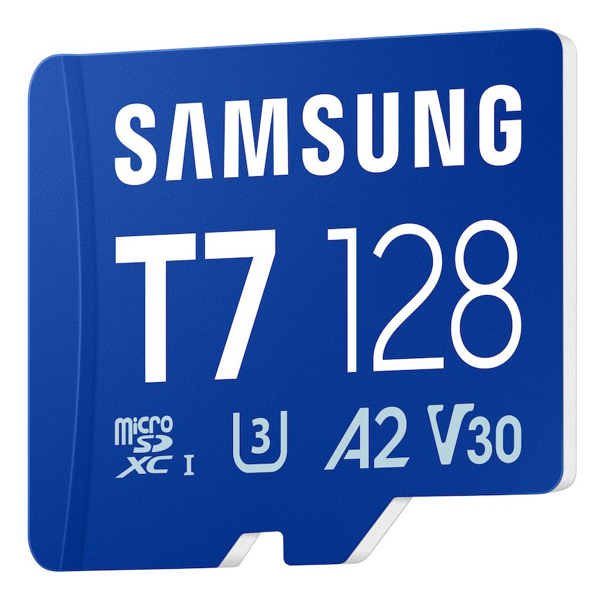 MB-MB128T/WW - Tarjeta Memoria Samsung Micro SDXC T7 128Gb UHS-I Class 3 (U3) V30 Lectura 170 Mb/s Azul (MB-MB128T/WW)