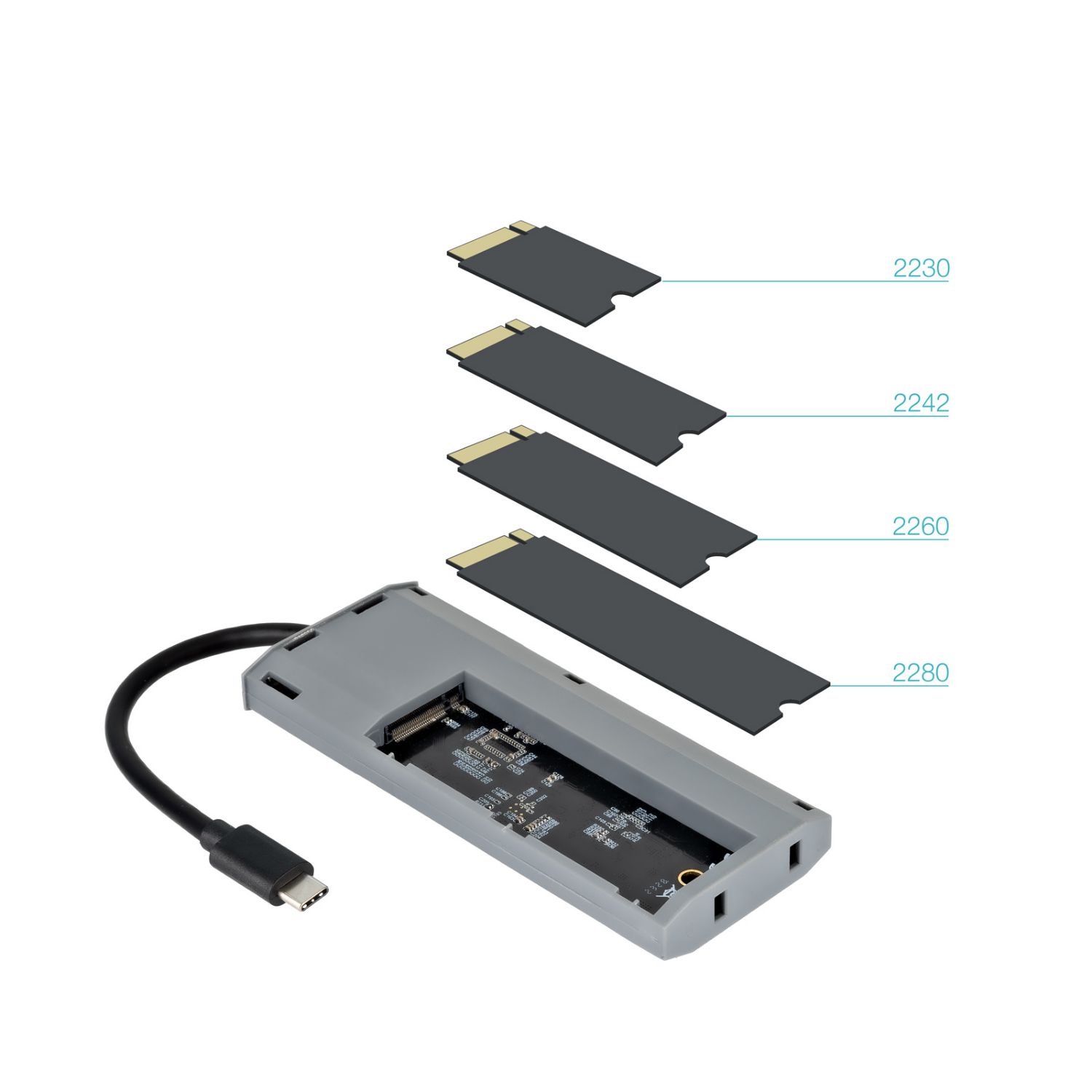 TQE-2241G - Docking Station TooQ SSD M.2 NVMe SATA PCIe 2xUSB-A 3.0 1xUSB-C 1xHDMI 2.0 4K/60Hz 1xUSB-C PD 100W Gris (TQE-2241G)