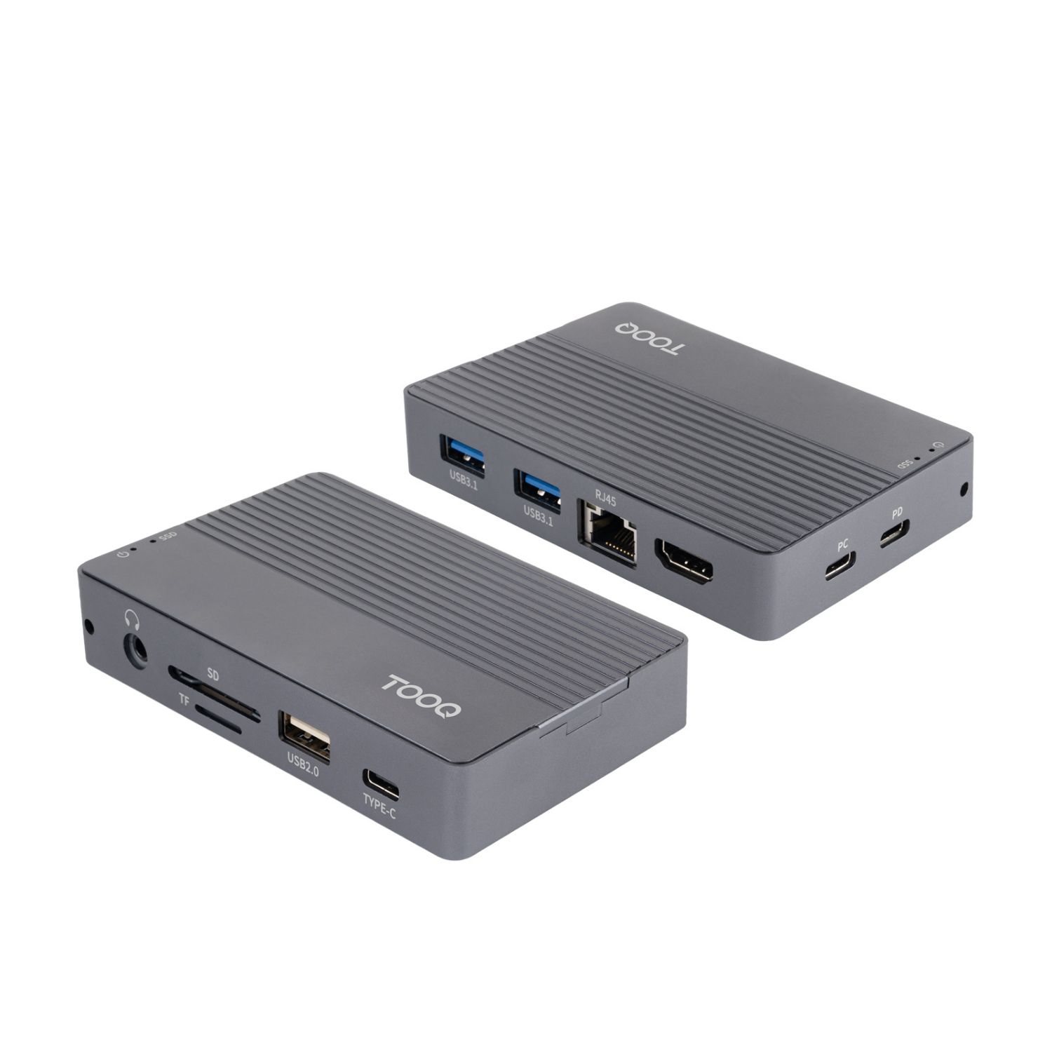 TQE-2242G - Docking Station TooQ SSD M.2 NVMe SATA PCIe 1xUSB-A 2.0 2xUSB-A 3.0 1xUSB-C PD 100W 1xHDMI 2.0 4K/60Hz 1xRJ45 Gris (TQE-2242G)