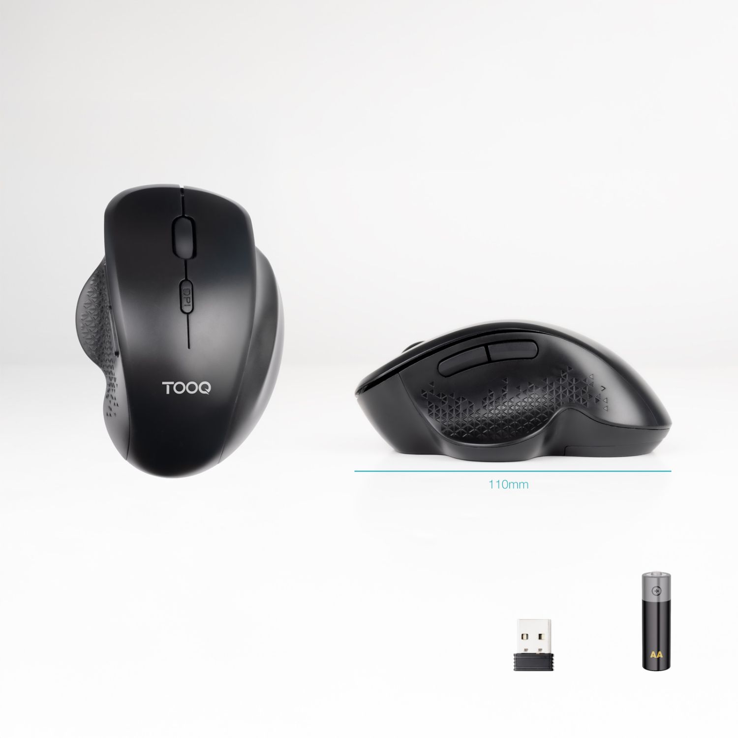 TQMWG-1105-B - Rat�n TooQ Ergon�mico Diestro �ptico RF Wireless 1600dpi 6 Botones Negro (TQMWG-1105-B)