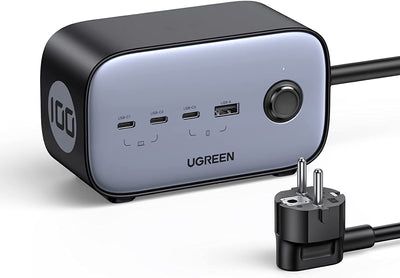 60113 - Cargador Ugreen Nexode DigiNest GaN 65W 2xUSB-A 2xUSB-C Cable 1.8m Gris/Negro (60113)