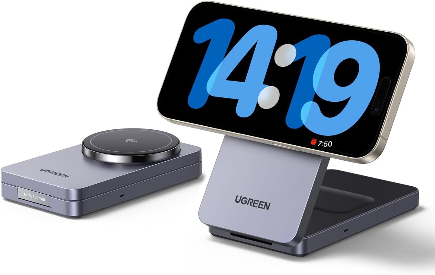 45023 - Cargador Ugreen W706 Qi2 15W Inal�mbrico Magn�tico Cable USB-C 1m Gris (45023)
